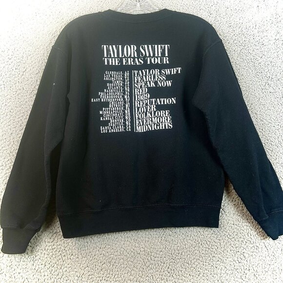 Taylor Swift Official The Eras Tour Crewneck Sweatshirt Black Size Small - Picture 2 of 5